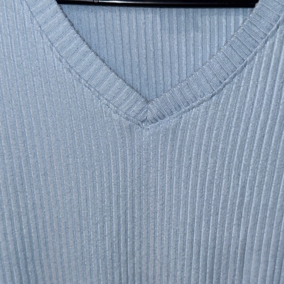 No Boundaries Light Blue Ribbed V-Neck Long Sleeve Top | Juniors L (11/13) | Y2K - Picture 4 of 6